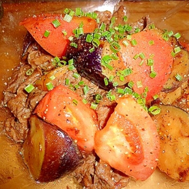 簡単 牛肉と茄子とトマトのさっぱり炒め レシピ 作り方 By Kurikei 楽天レシピ